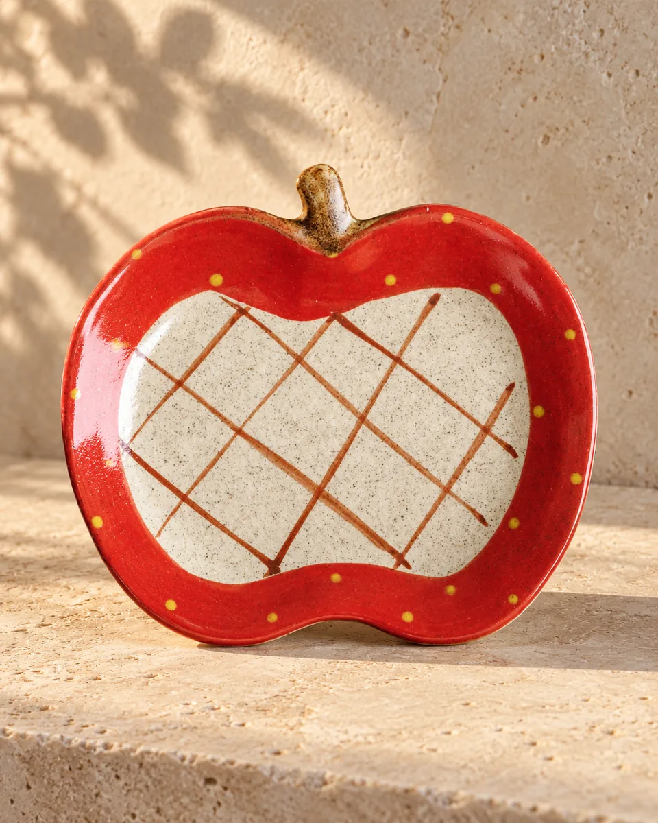 Painted Apple Cup, Plate and Dish