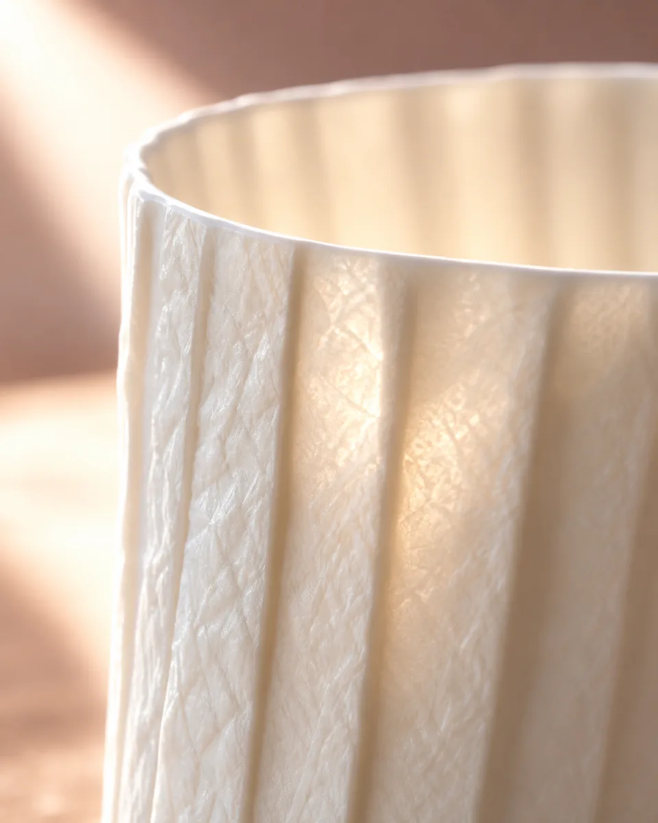 Folded-Paper Porcelain Cups and Milk Pitcher