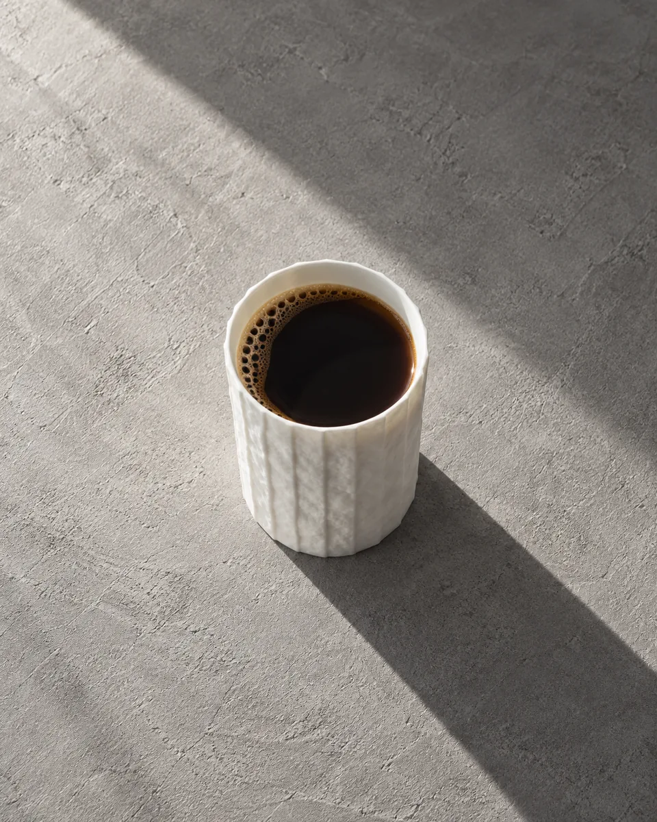 Folded-Paper Porcelain Cups and Milk Pitcher